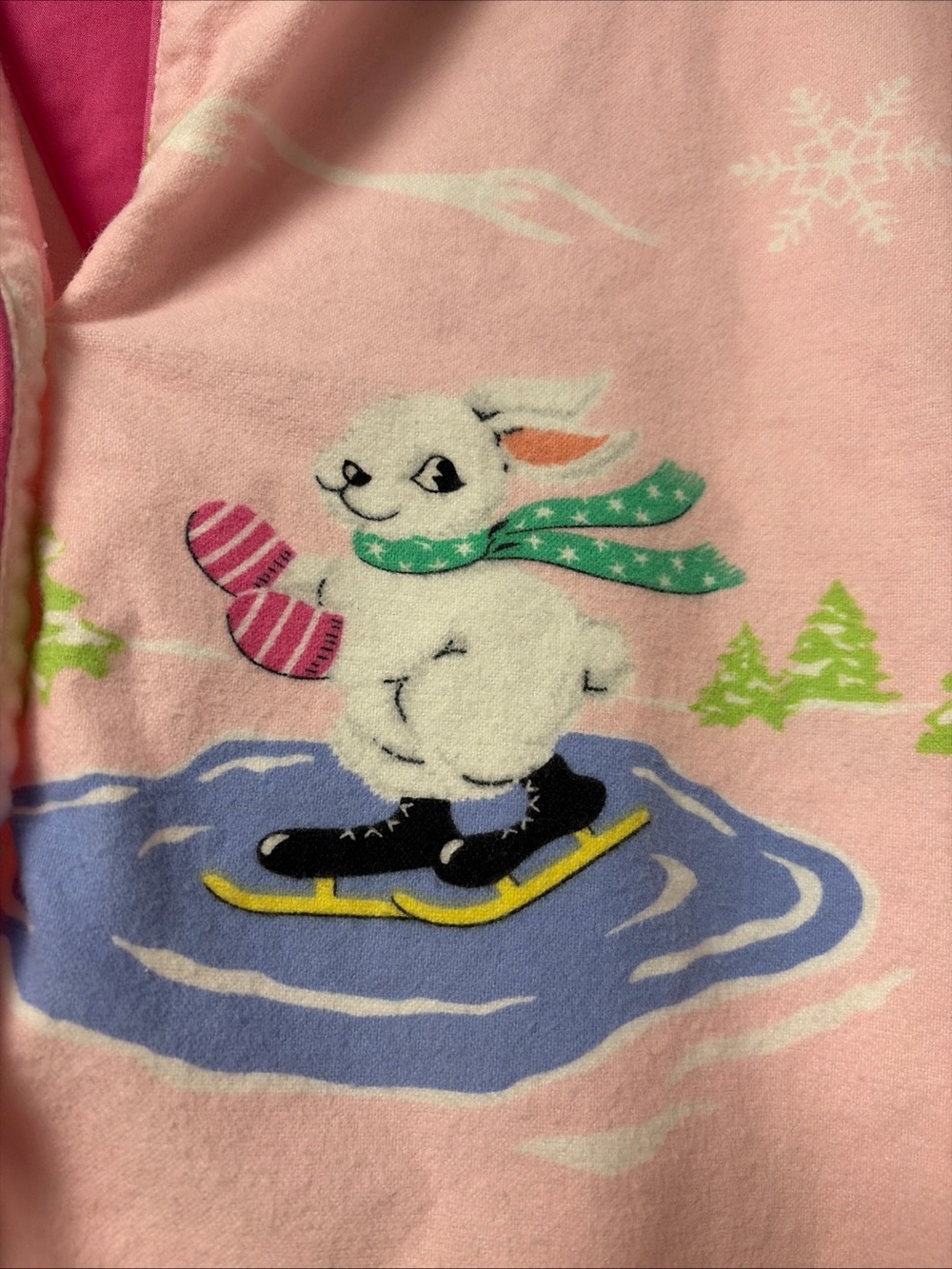 Nick and Nora Ski Bunnies Pajama Set Womens M Pink Flannel Long Sleeve Ski Sled - Picture 2 of 12